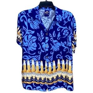 Colorful Corona Beer Hawaiian‎ Shirt, Size Medium EUC